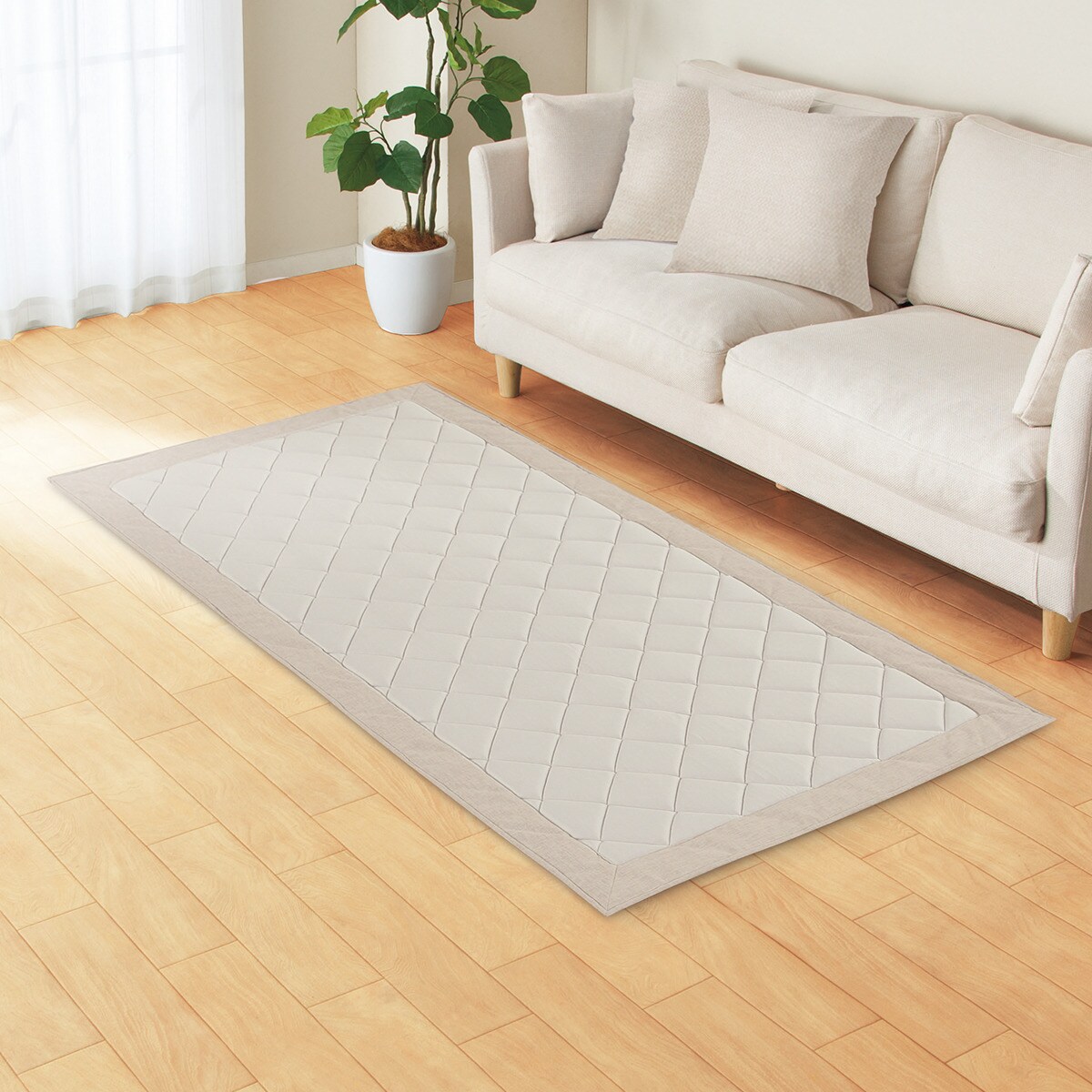 15mmウレタン入り 接触冷感+持続冷感+防汚加工ラグ(NクールWSPg GY MX40 95×185)