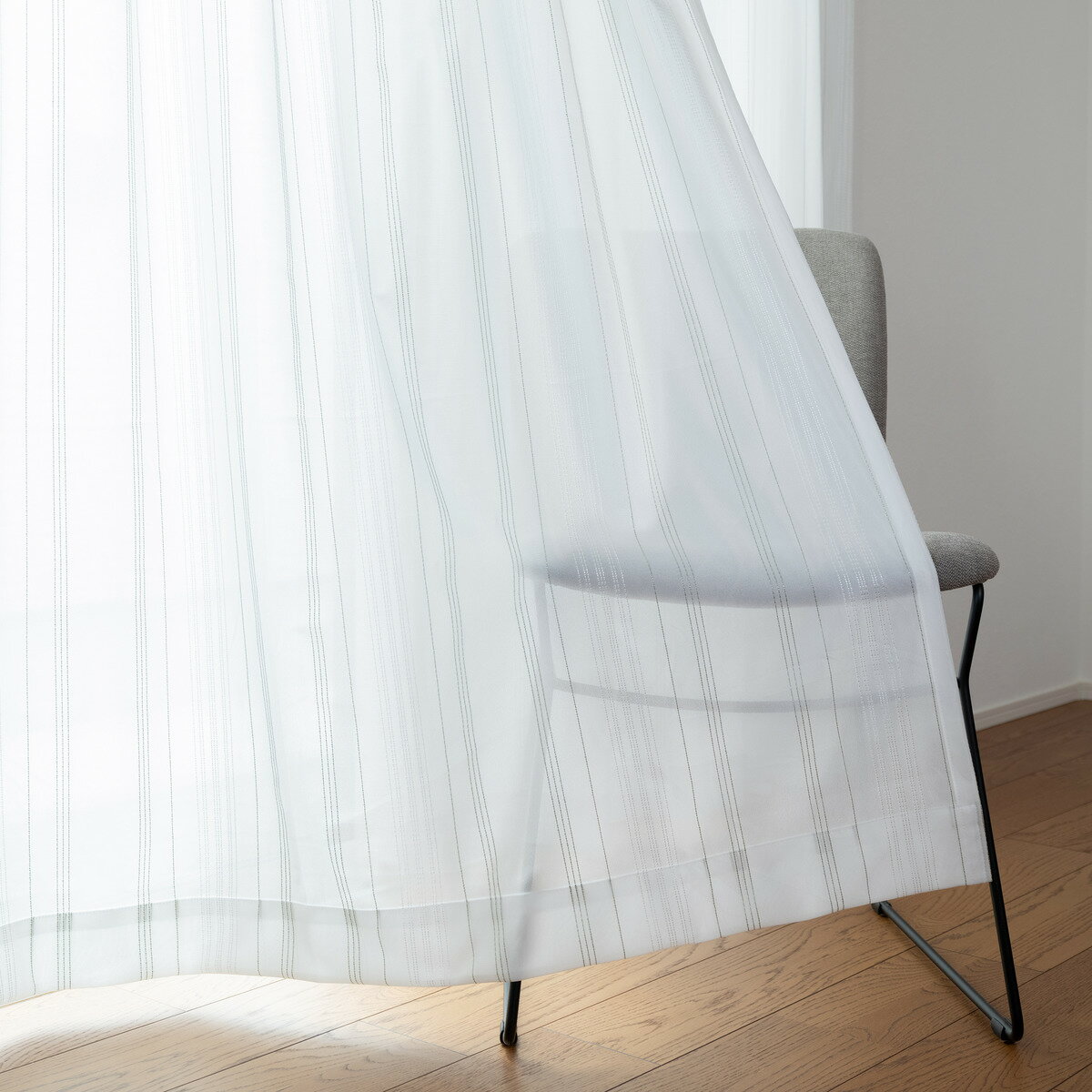 遮熱・ミラーレースカーテン（ストライプ9296　GR）  【メーカー直送・】