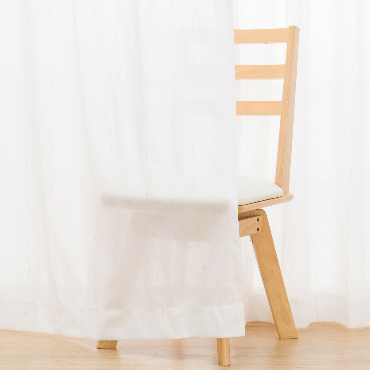 遮熱・ミラーレースカーテン(イエローグリーン DH27)　  デコホーム