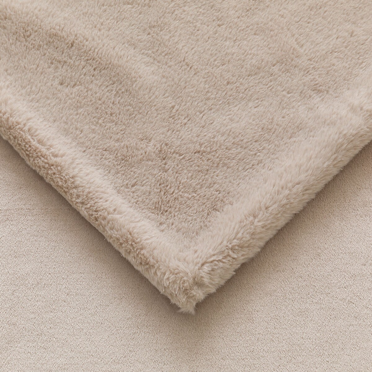 ラメ入り 2枚合わせ毛布 シングル(ラメファー A25 モカ) デコホーム