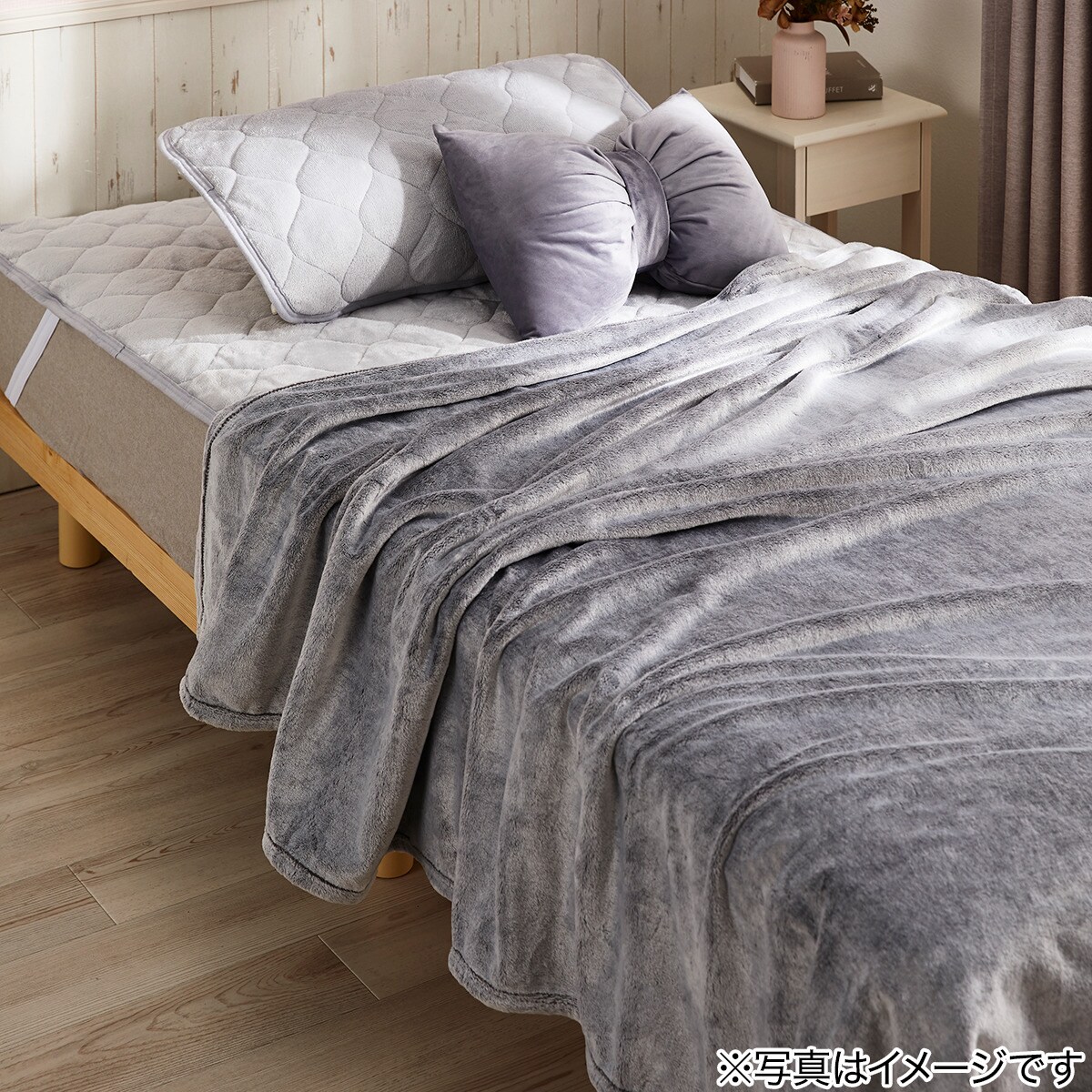 両面使える敷パッド シングル(なめらかワッフル A25 グレー) デコホーム