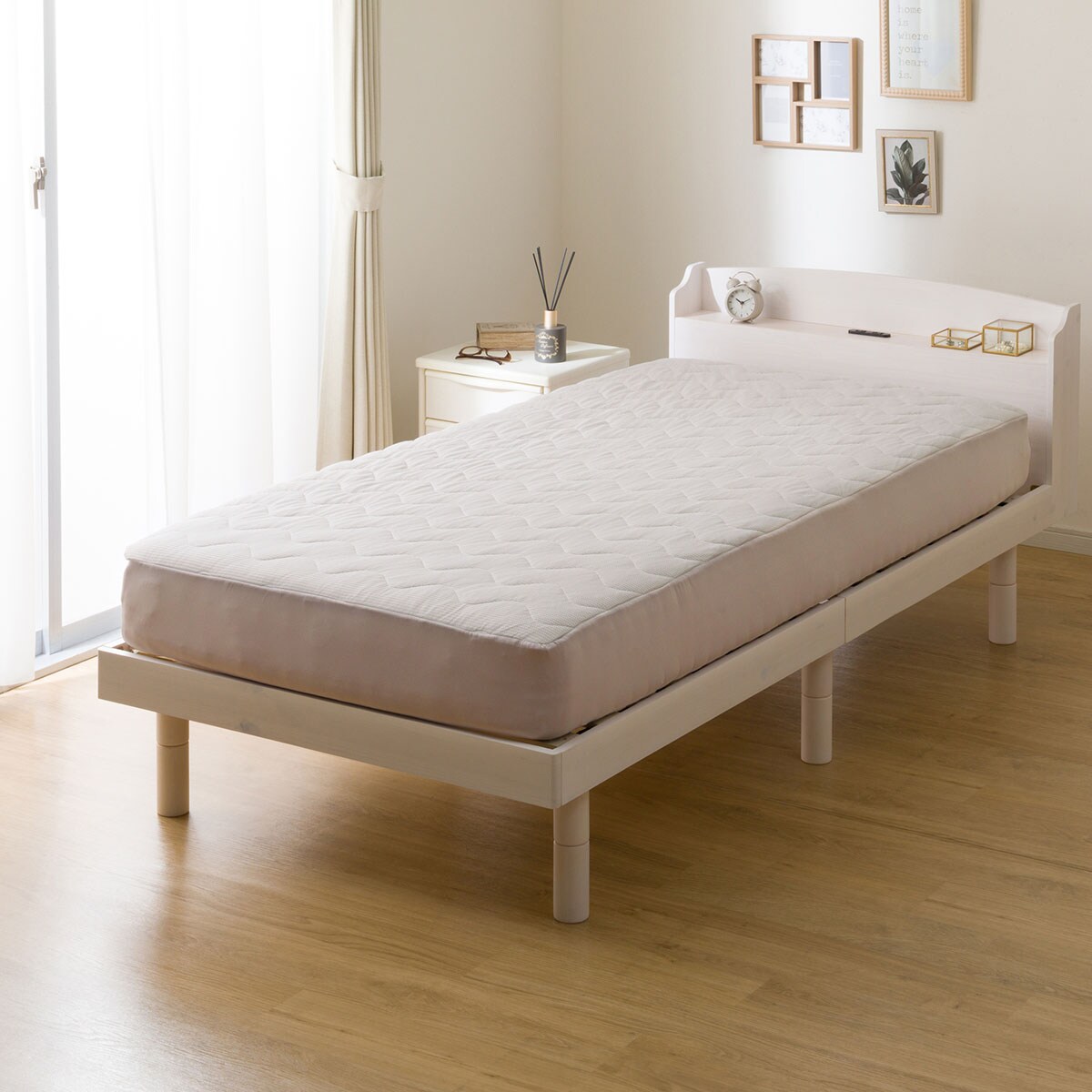 両面使える BOXパッド シングル(ふわふわワッフル A25 モカ) デコホーム