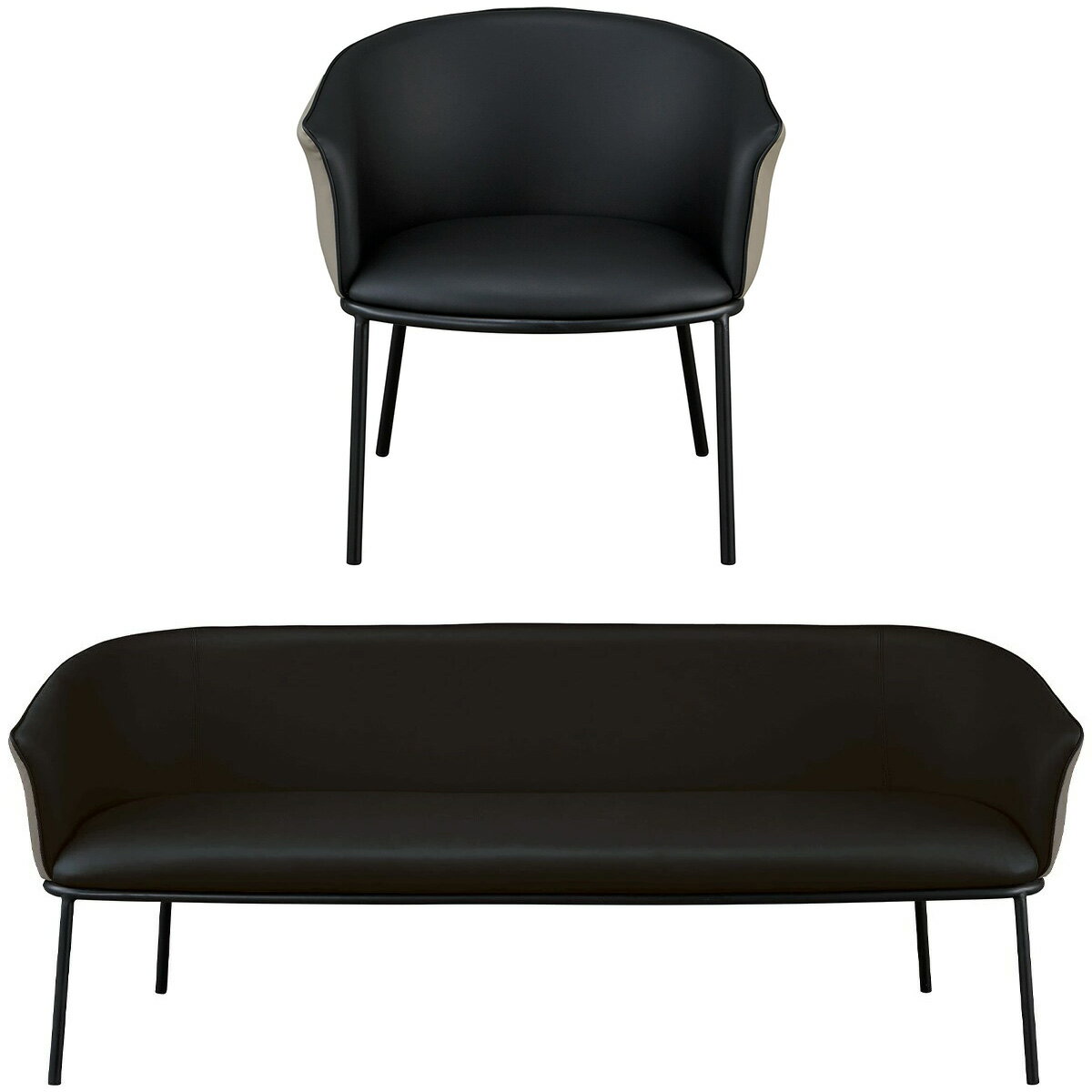 3人用・1人用 合皮ソファ(LS-501 M85 GY/BK)　 【配送員設置商品】