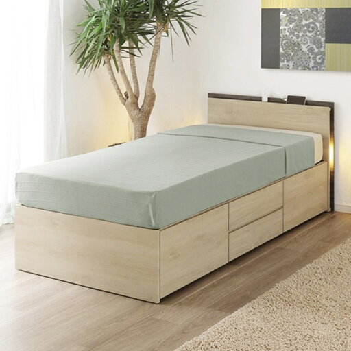 ニトリの照明付きチェストベッドフレーム   【配送員設置商品】(ベッド)