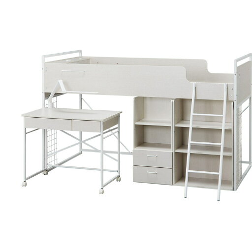 【エントリーで全商品P5倍】システムベッドデスク(デニッシュ25 デスクライト付き)【配送員設置商品】