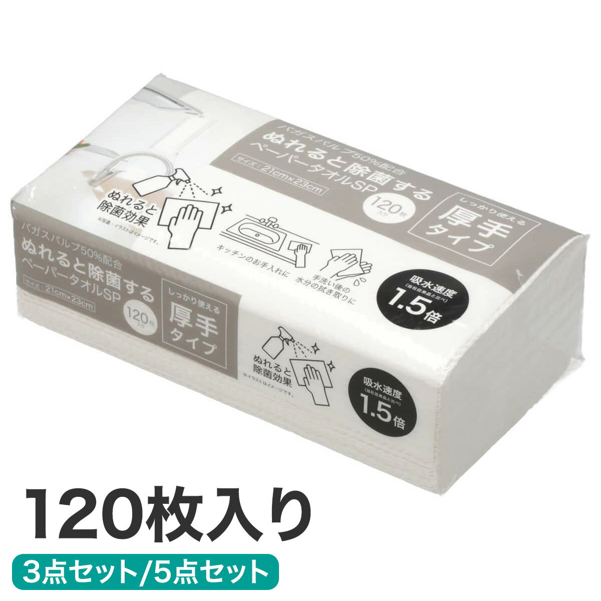 ぬれると除菌するペーパータオル 120枚(厚手タイプ SP)　ニトリ