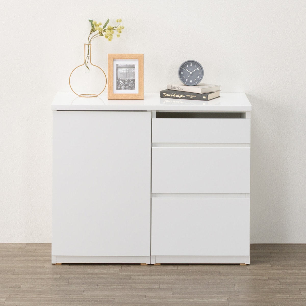 キャビネットセット(UF01 90 ドアキャビネット45下+引出しキャビネット45下＋天板90)【配送員設置商品】