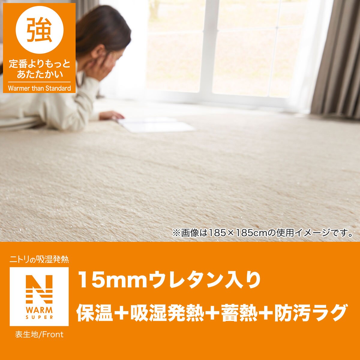 15mmウレタン入り吸湿発熱+蓄熱ラグ（ラメ ベージュ cDA05）　  デコホーム