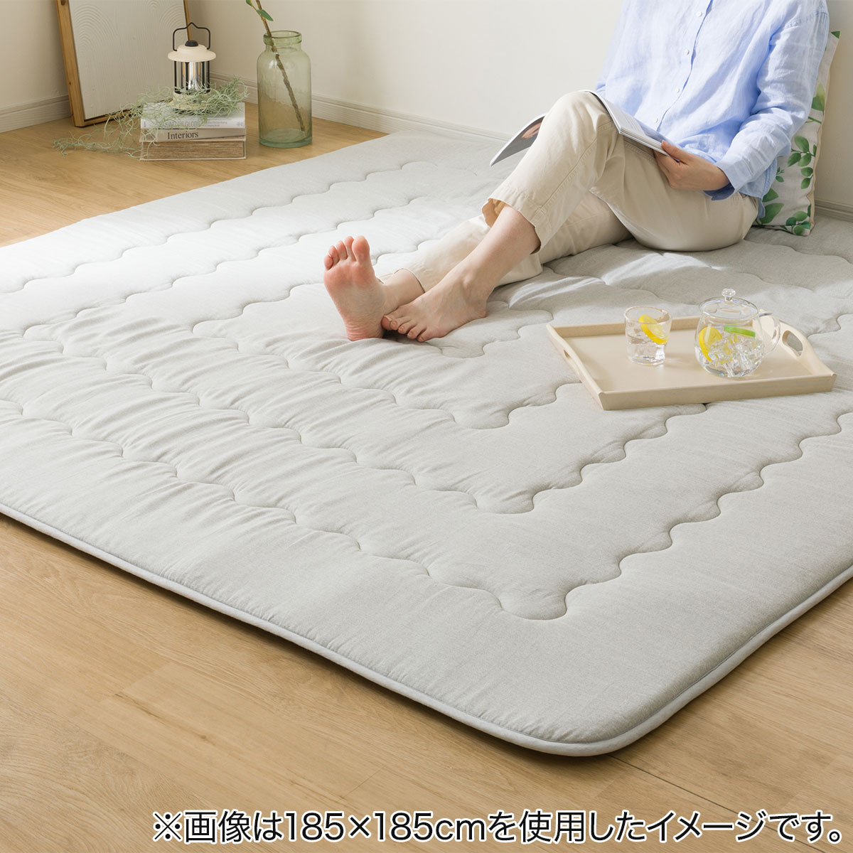 弾力性わた+10mmウレタン使用 麻入り洗えるキルトラグ(g CY08)