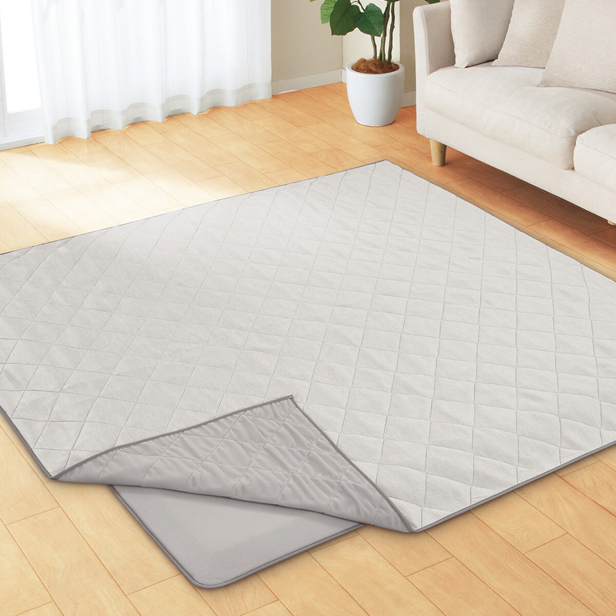 極厚30mmラグパッド+洗える接触冷感ラグ(NクールSP g PLCB GY)