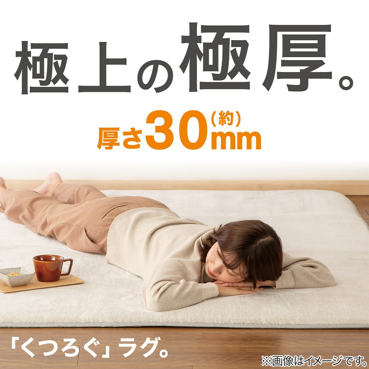 30mmウレタン入り防汚加工+防ダニ加工+防音ラグ(グレー PL17)