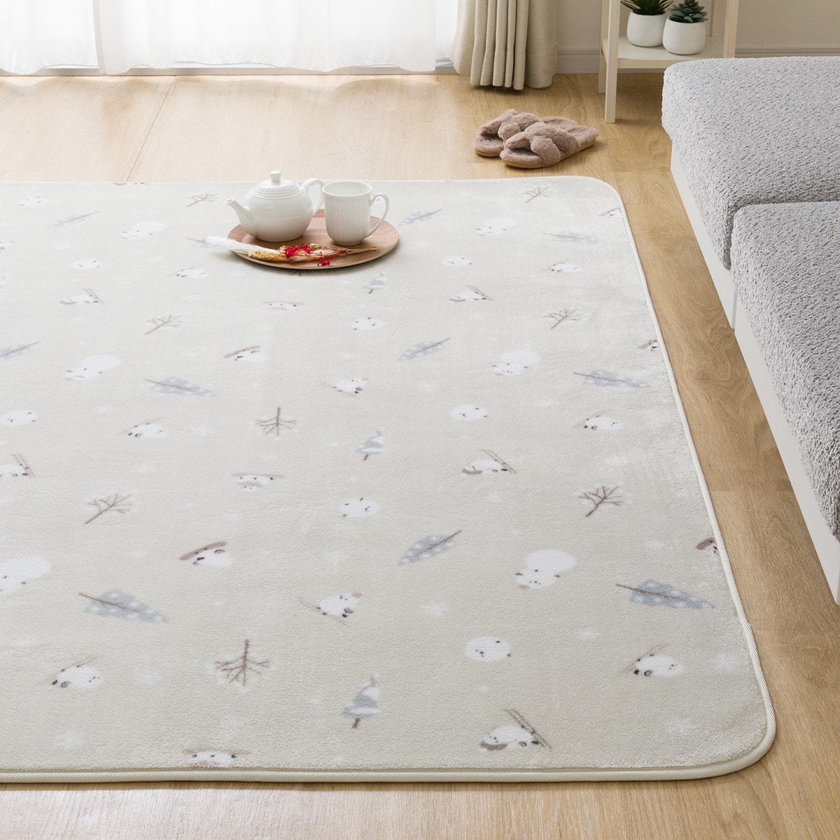 洗える!吸湿発熱+蓄熱+保湿ラグ (NウォームシマエナガgDA4) デコホーム