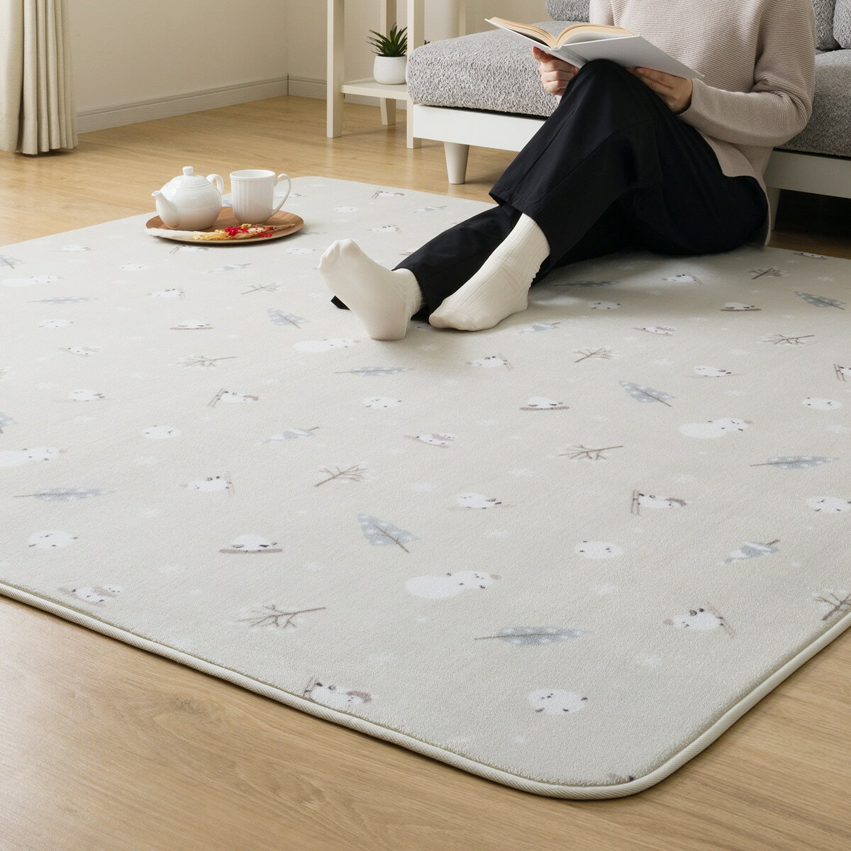 洗える!吸湿発熱+蓄熱+保湿ラグ (NウォームシマエナガgDA4) デコホーム