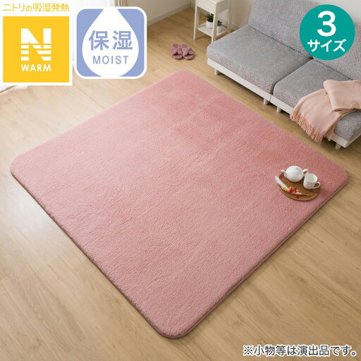 ニトリの極厚30mmウレタン入り吸湿発熱+蓄熱+保湿+防音ラグ (Nウォーム ラメローズ gDA5) デコホーム(ラグ・マット)