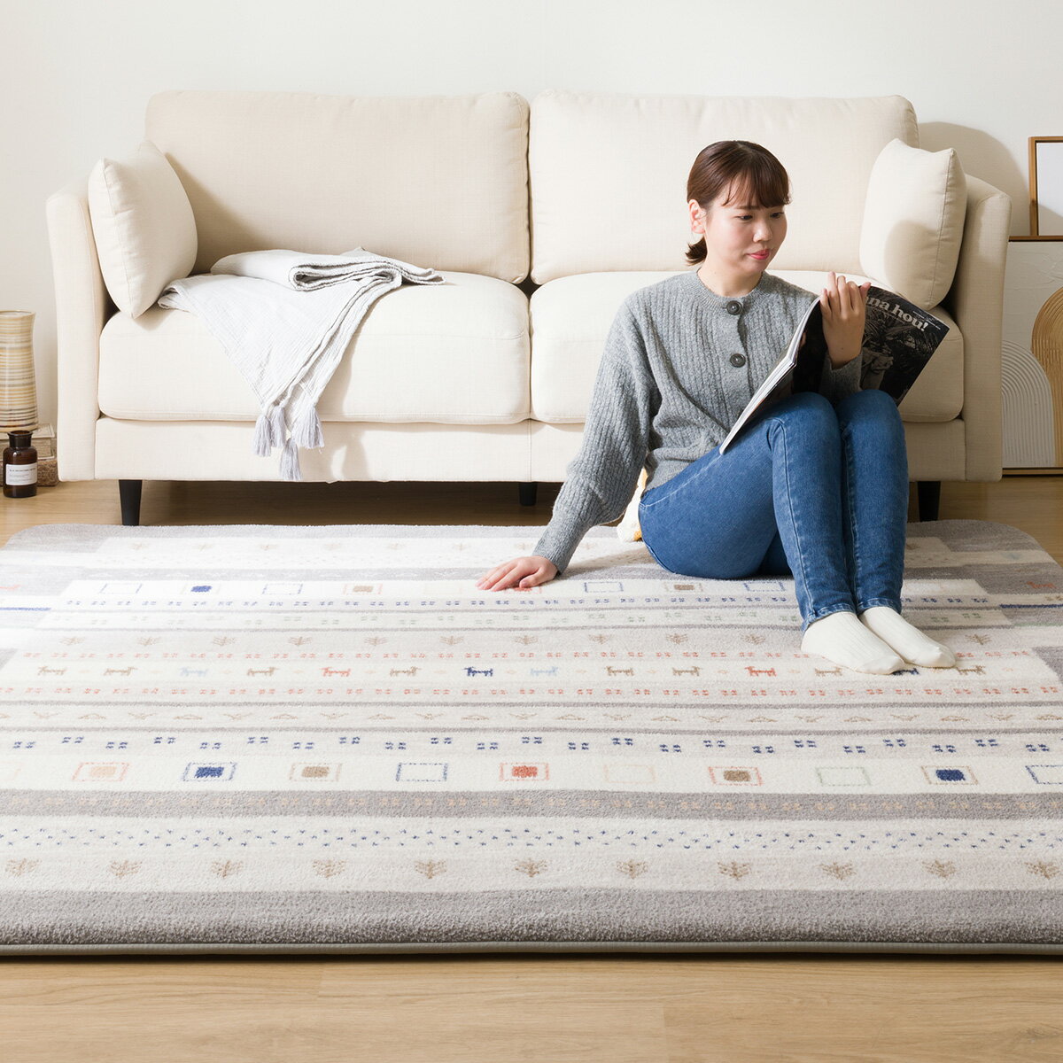 30mmウレタン入り 防汚加工+防ダニ加工+防音ラグ(GB PL08)