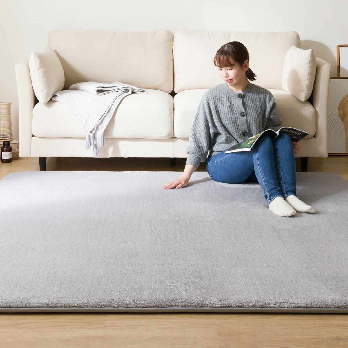 30mmウレタン入り 防汚加工+防ダニ加工+防音ラグ(GY PL11)