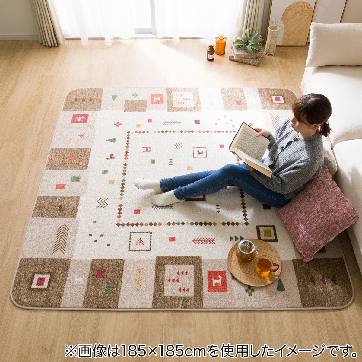 洗える 吸湿発熱+蓄熱+保湿 + 抗菌防臭加工+防ダニ加工ラグ(Nウォーム GB MX51)