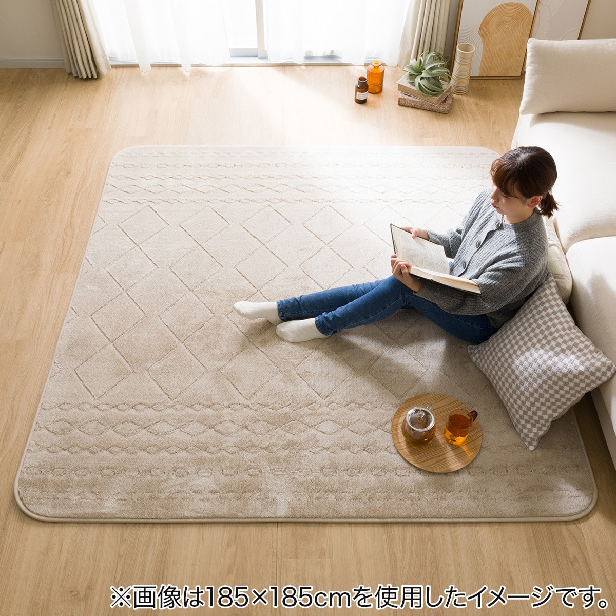 洗える 吸湿発熱+蓄熱+保湿 + 抗菌防臭加工+防ダニ加工ラグ(NウォームWSP BR MX53)