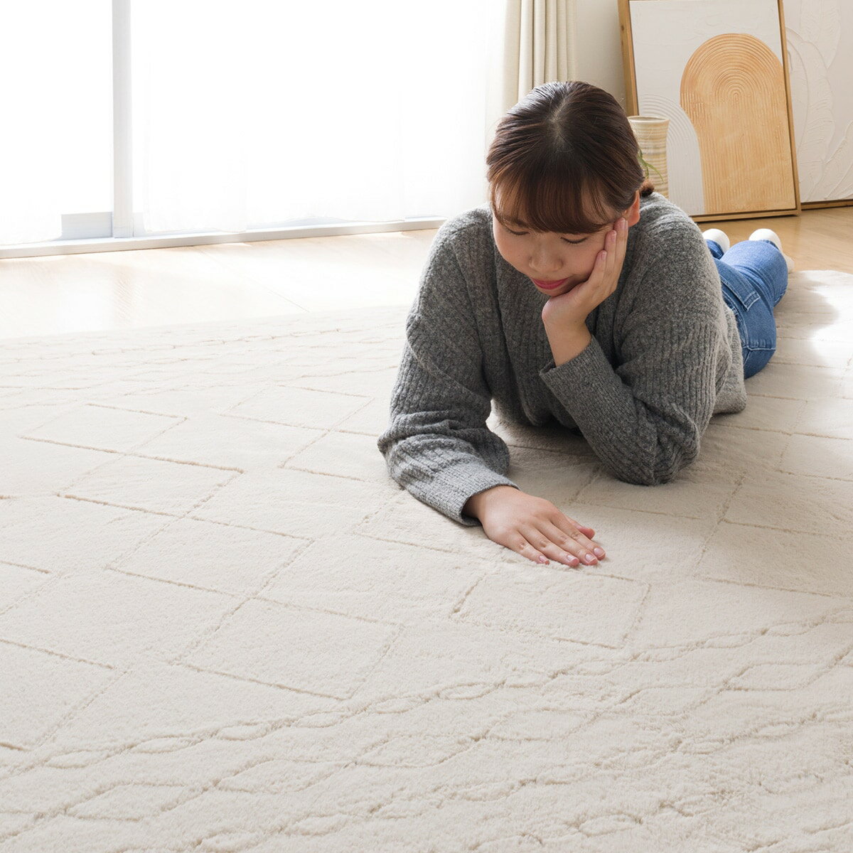 15mmウレタン入り 吸湿発熱+蓄熱+保湿+防音+防汚加工+防ダニ加工ラグ(NウォームWSP P BR MX55)