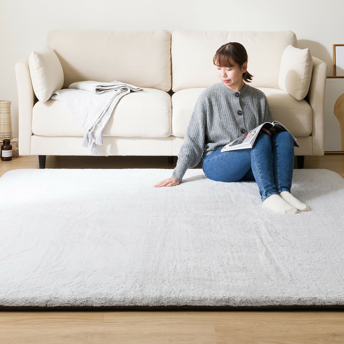 極厚30mmウレタン入り 吸湿発熱+蓄熱+保湿+防音+防汚加工+防ダニ加工ラグ(NウォームWSP PL MOMX56)