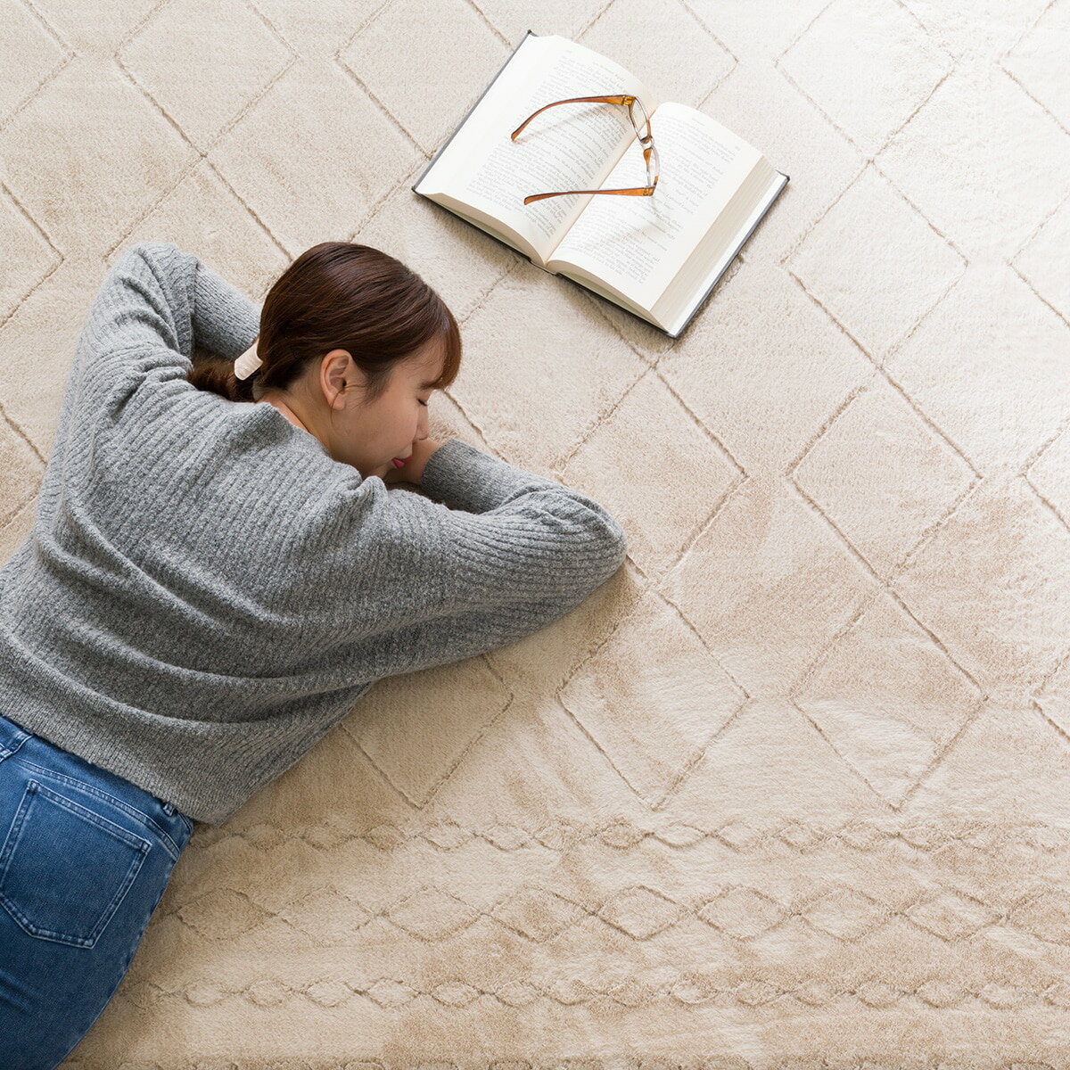 極厚30mmウレタン入り 吸湿発熱+蓄熱+保湿+防音+防汚加工+防ダニ加工ラグ(NウォームWSP PL BRMX57)