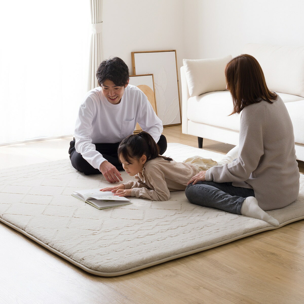 極厚30mmウレタン入り 吸湿発熱+蓄熱+保湿+防音+防汚加工+防ダニ加工ラグ(NウォームWSP PL BRMX57)