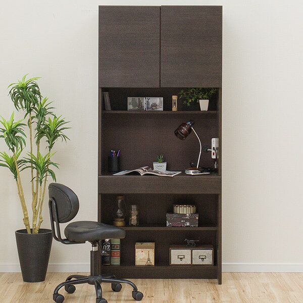 [幅80cm]壁面ユニットデスク(ウォーレン 80 DBR)  【完成品・配送員設置】 【5年保証】