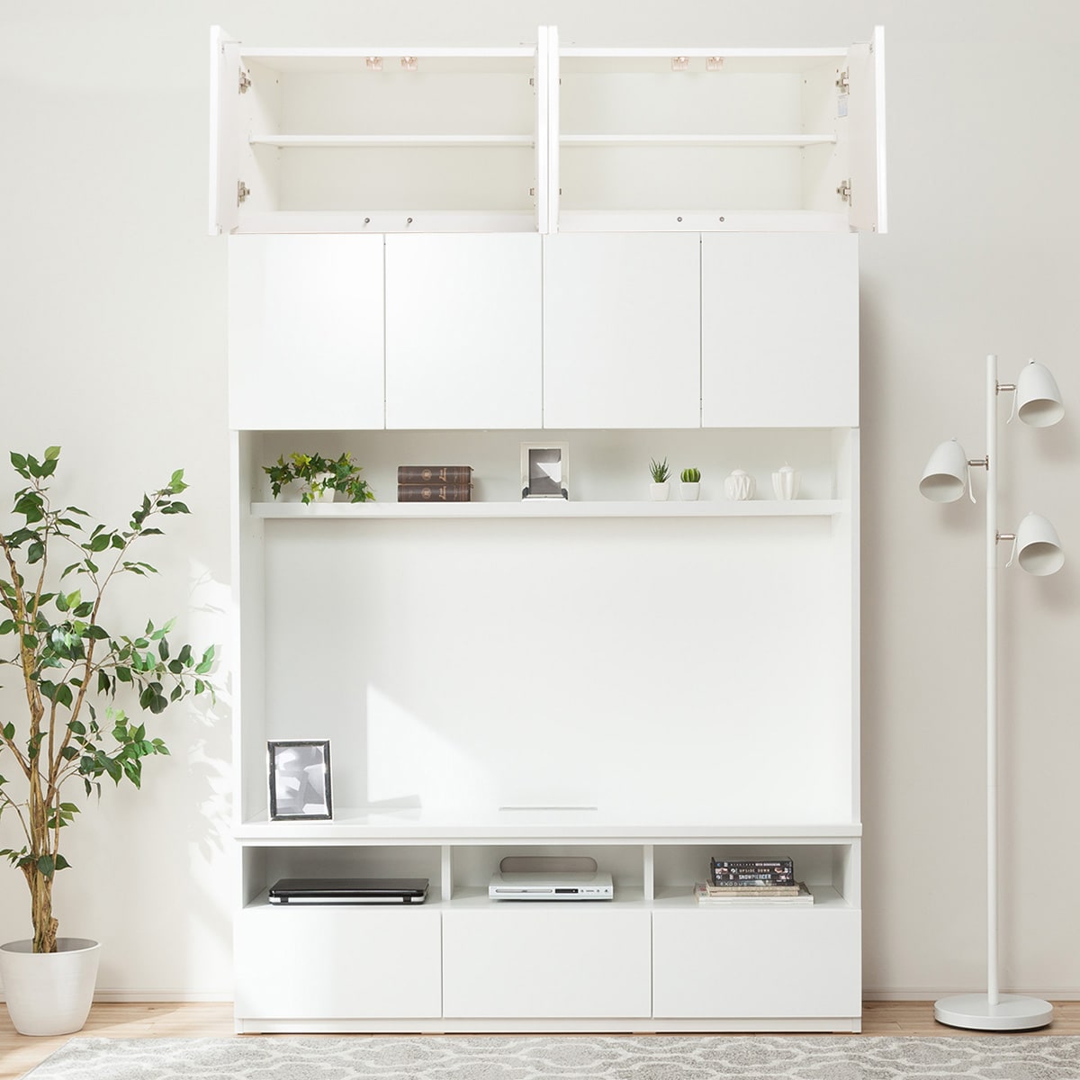 [幅150cm] TVボード上置セット (ポルテ150TV WH/上置 ポルテ150U WH)  【配送員設置】 【5年保証】