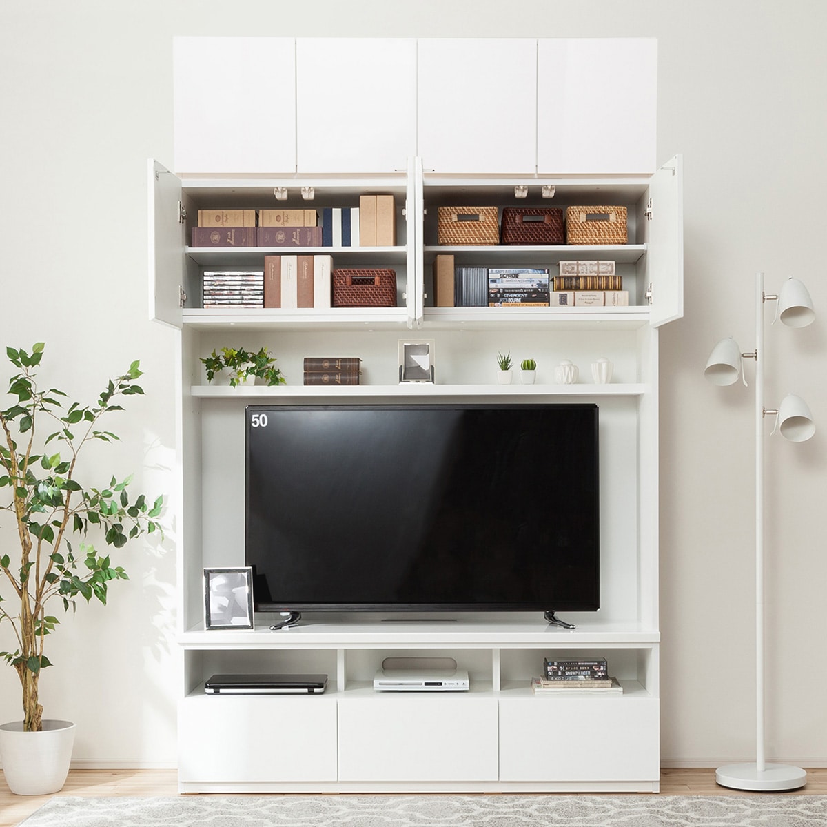 [幅150cm] TVボード上置セット (ポルテ150TV WH/上置 ポルテ150U WH)  【配送員設置】 【5年保証】