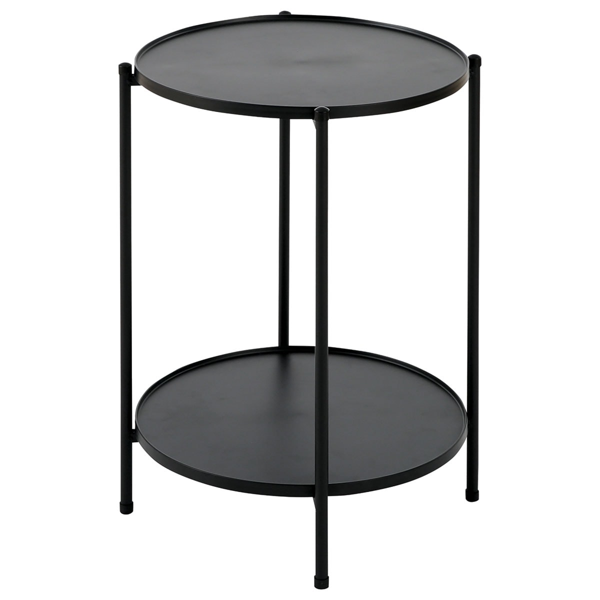 ニトリの円形 棚付きサイドテーブル 直径43cm(ブラック)(テーブル)
