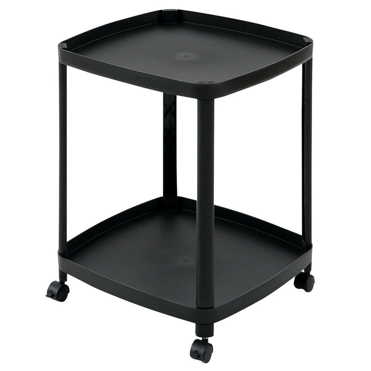 ニトリの棚付きサイドテーブル キャスター付き 幅40cm(ブラック)(テーブル)
