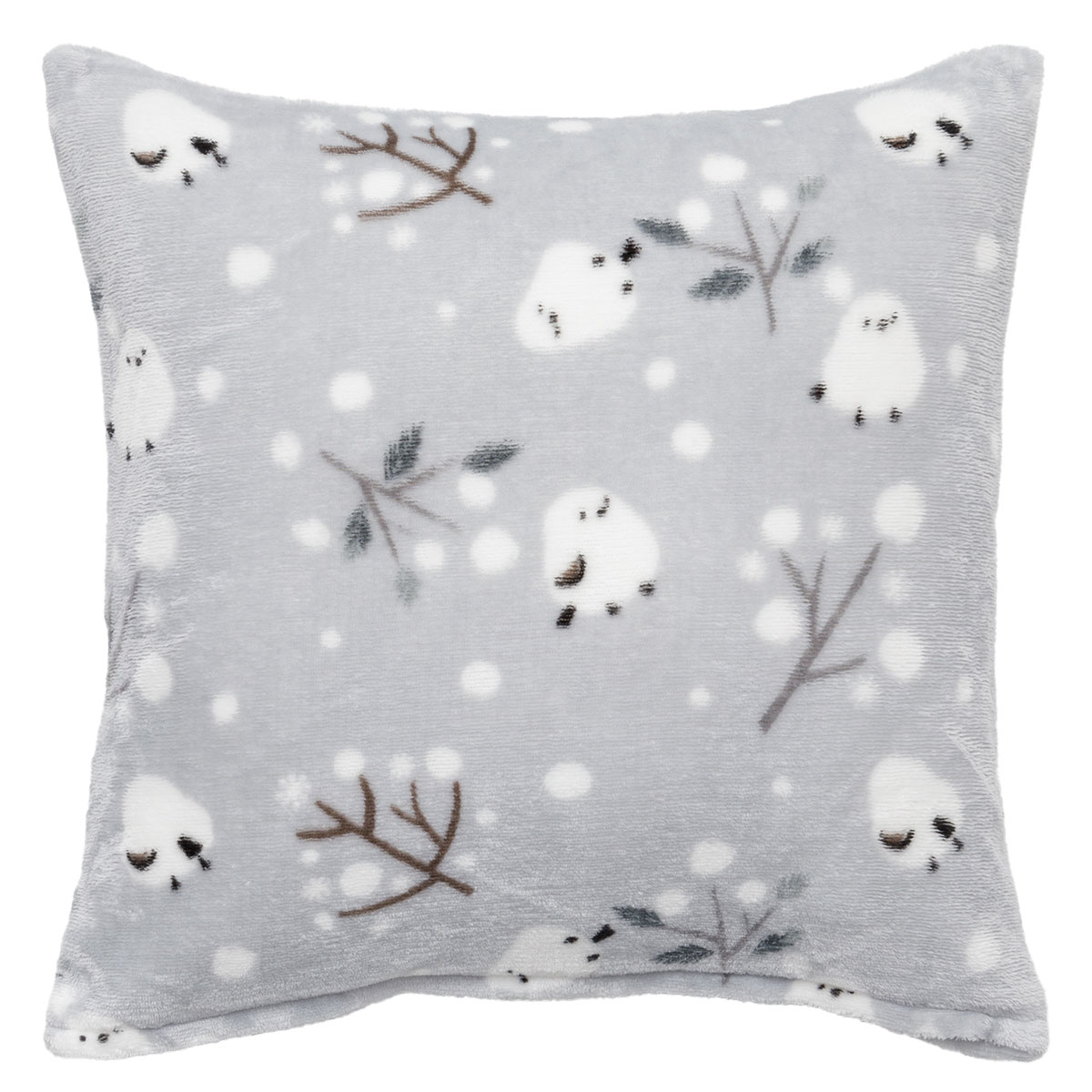 クッションカバー(Nウォームシマエナガグレー Sq1)　  デコホーム