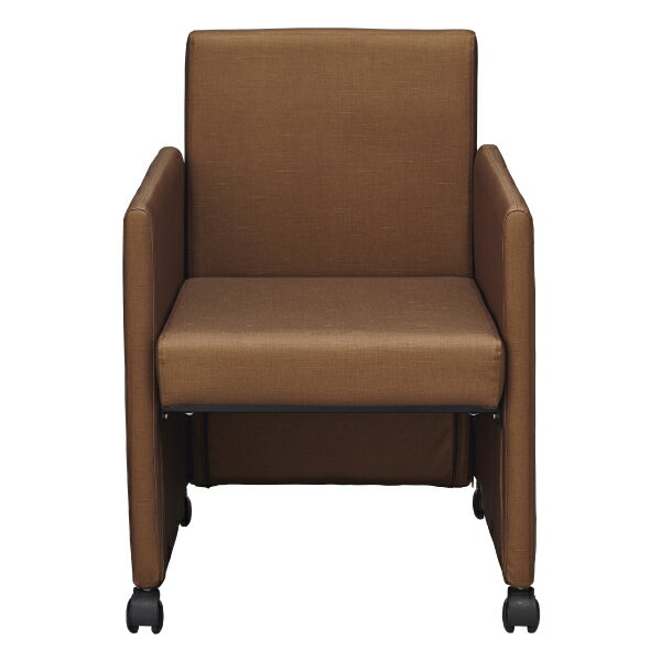 [幅57cm]キャスター付きアームチェア(スクエア3C Gシルク#3 BR)   【1年保証】