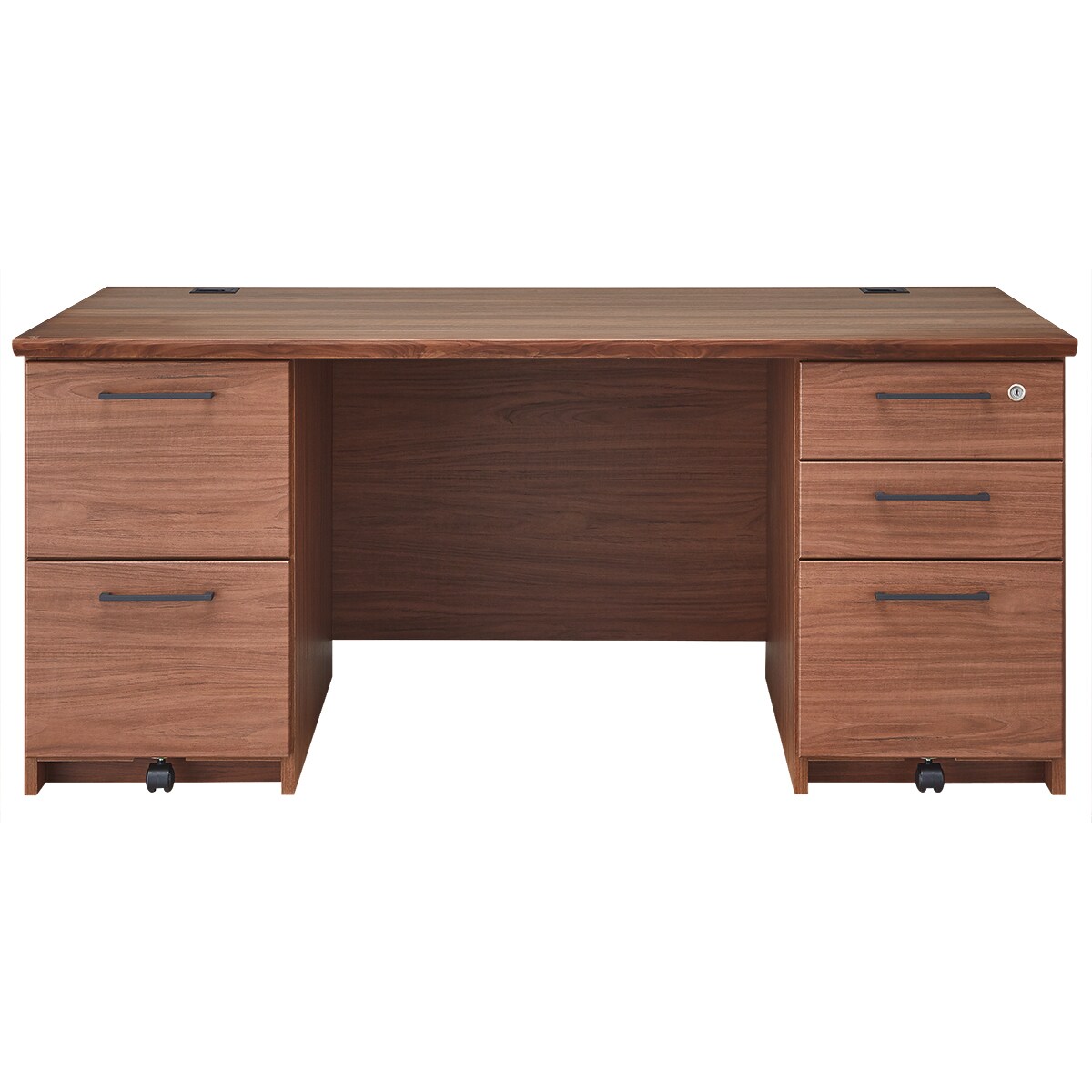 [幅160cm]木製両袖机(ISK1600 MBR)  【配送員設置】 【3年保証】