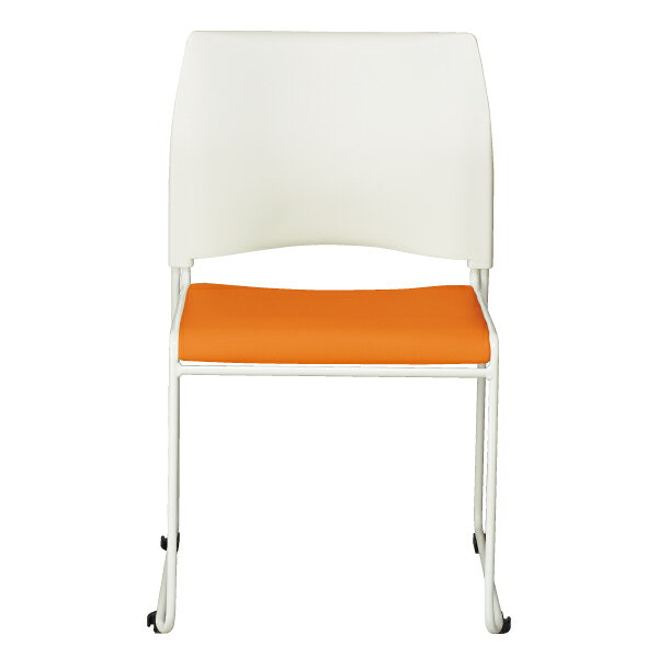 [幅51cm]ミーティングチェア(ライト WH/OR)   【1年保証】