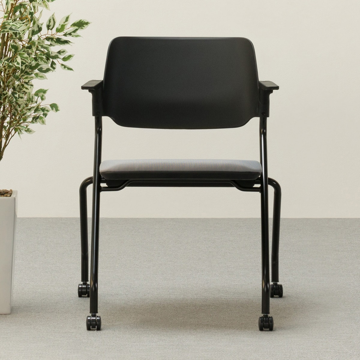 [幅60.9cm]ミーティングチェア(サヤ ヒシツキBK/GY)   【1年保証】