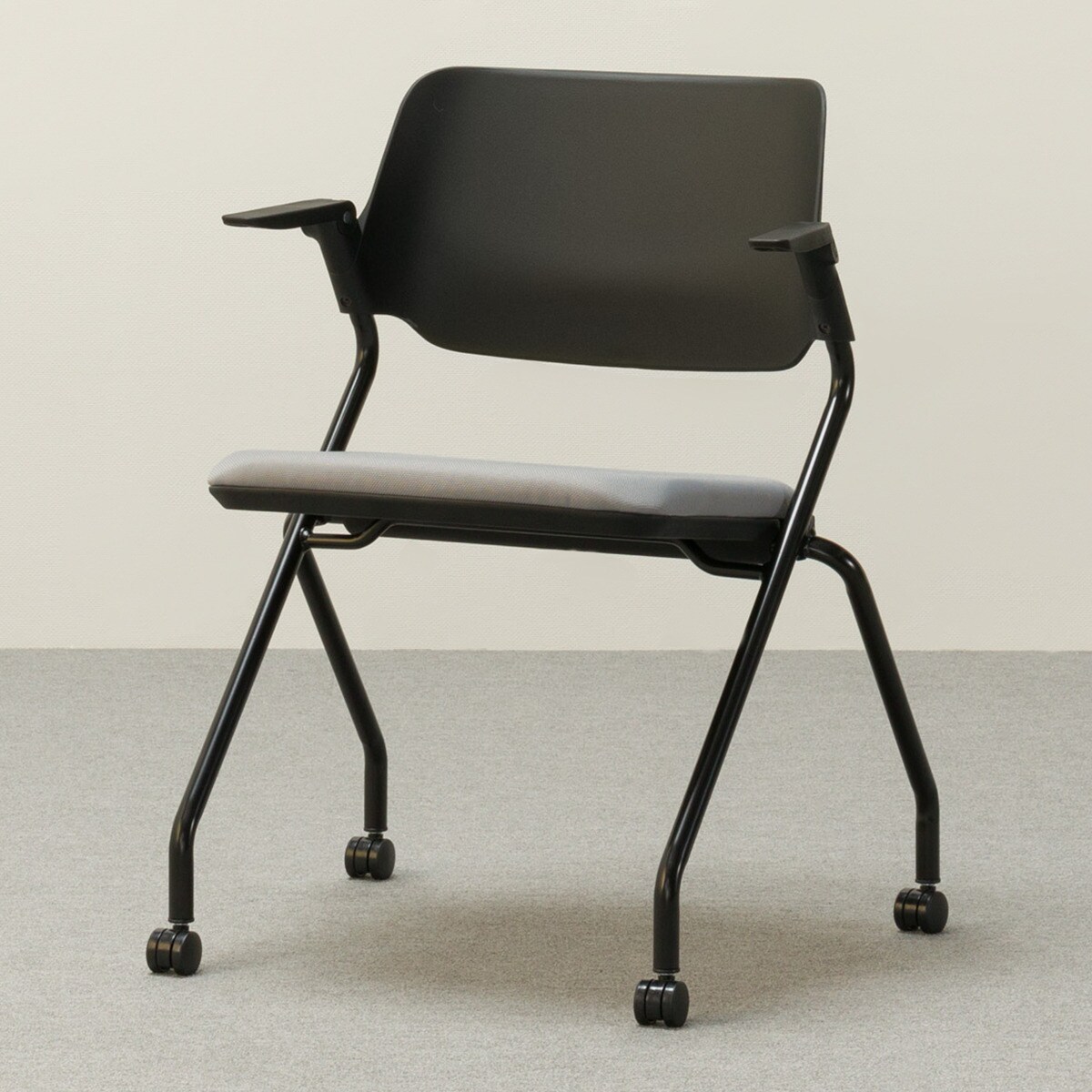 [幅60.9cm]ミーティングチェア(サヤ ヒシツキBK/GY)   【1年保証】