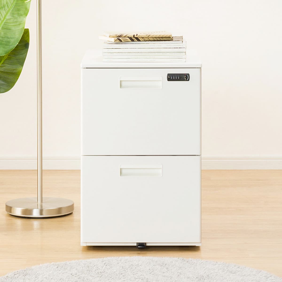 [幅39.5cm]ワゴン (HD-2 2段ダイヤル錠 WH)