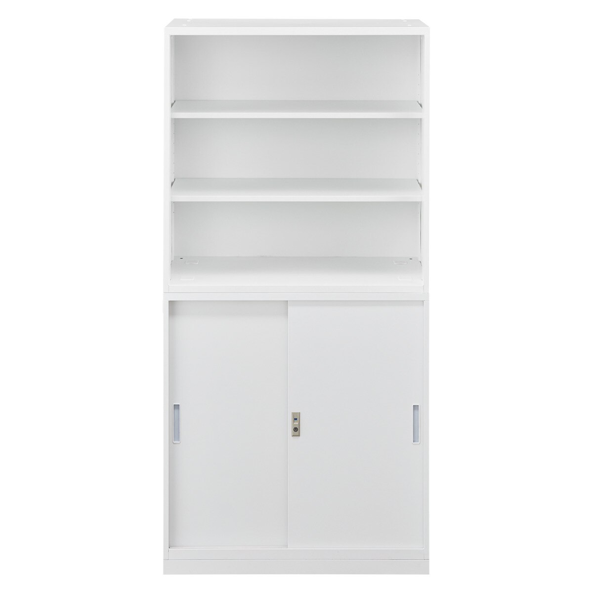 スチール書庫(上オープン・下引違い ベース付き NT-88)　 【配送員設置商品】