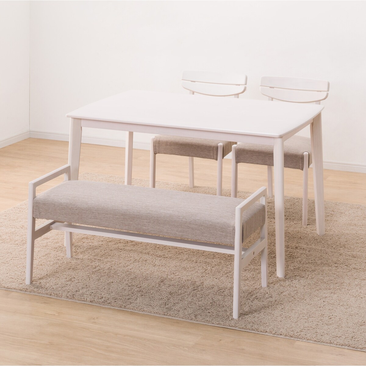 ダイニングテーブル4点セット (DTアルナスDF120WW/ダイニングチェアアルナス/ベンチアルナスBE)  【配送員設置商品】 【5年保証】