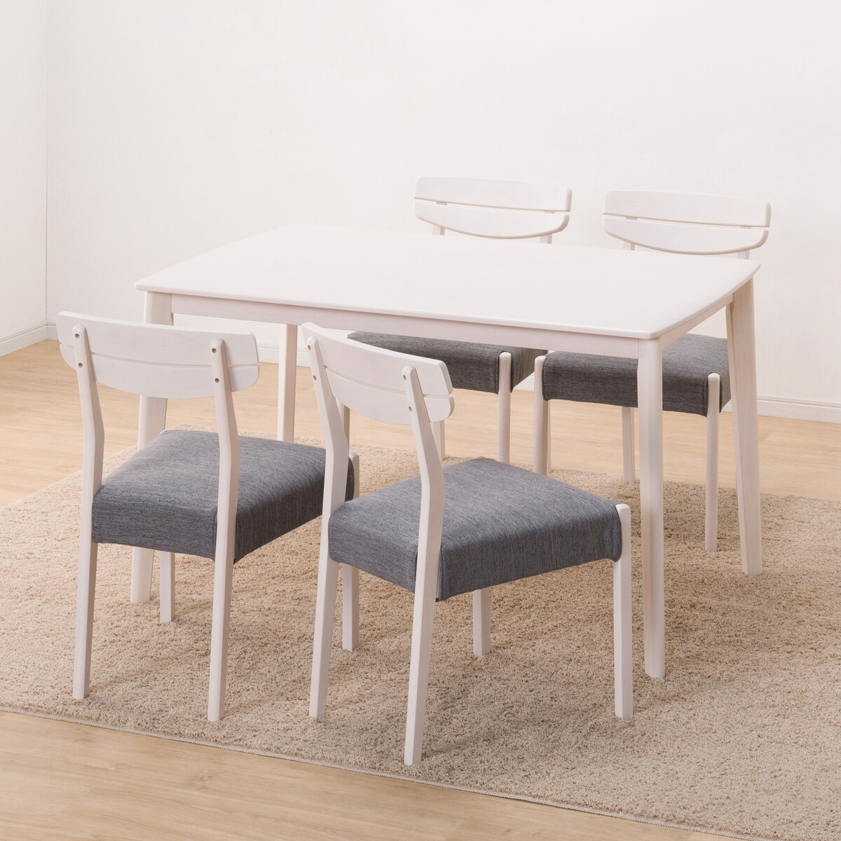 ダイニングテーブル5点セット (DTアルナスDF120WW/ダイニングチェアアルナスGY)  【配送員設置商品】 【5年保証】