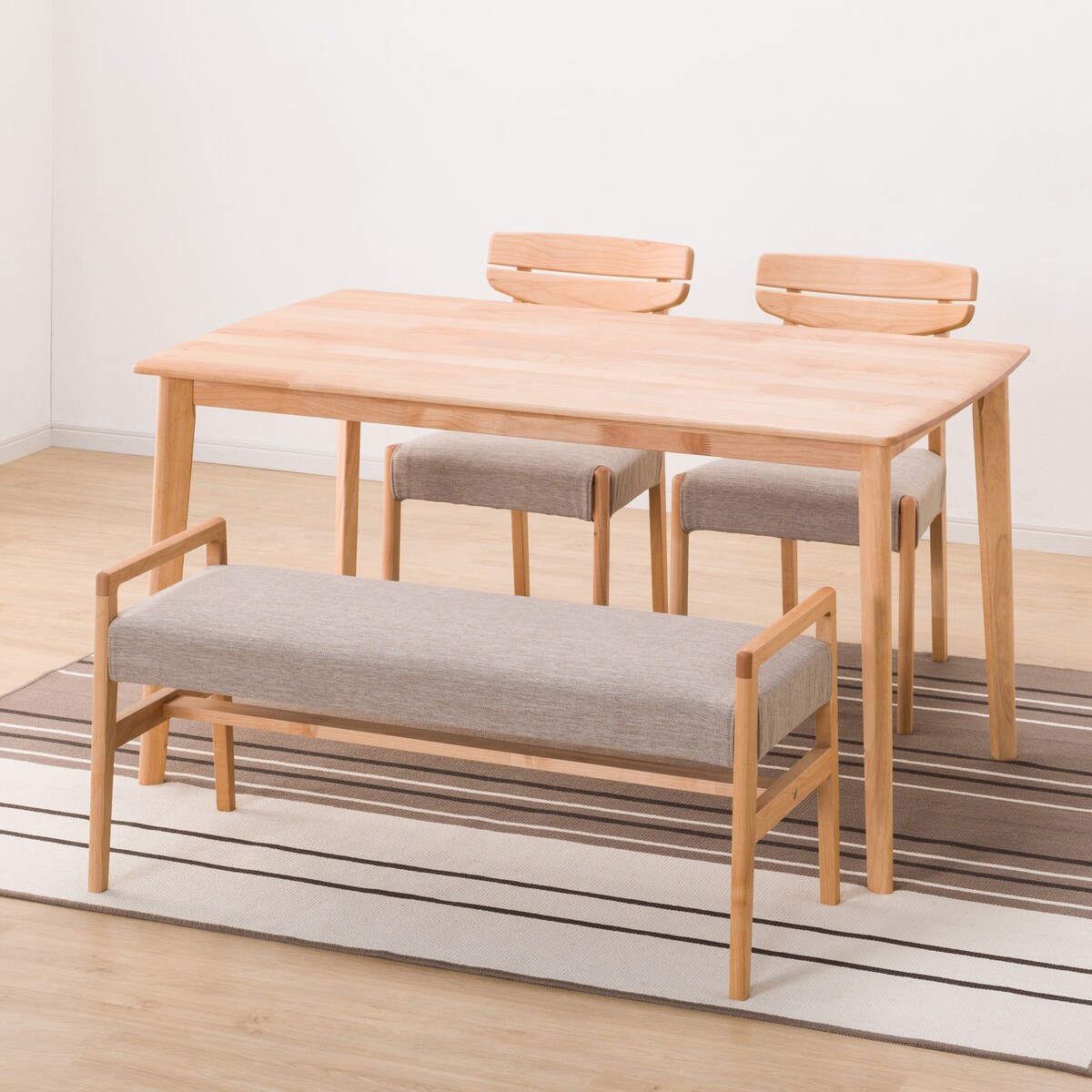 ダイニングテーブル4点セット (DTアルナスDF135LBR/ダイニングチェアアルナス/ベンチアルナスBE)  【配送員設置商品】 【5年保証】