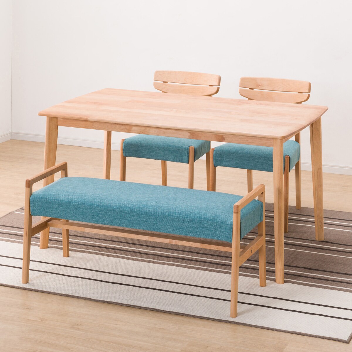 ダイニングテーブル4点セット (DTアルナスDF135LBR/ダイニングチェアアルナス/ベンチアルナスTBL)  【配送員設置商品】 【5年保証】