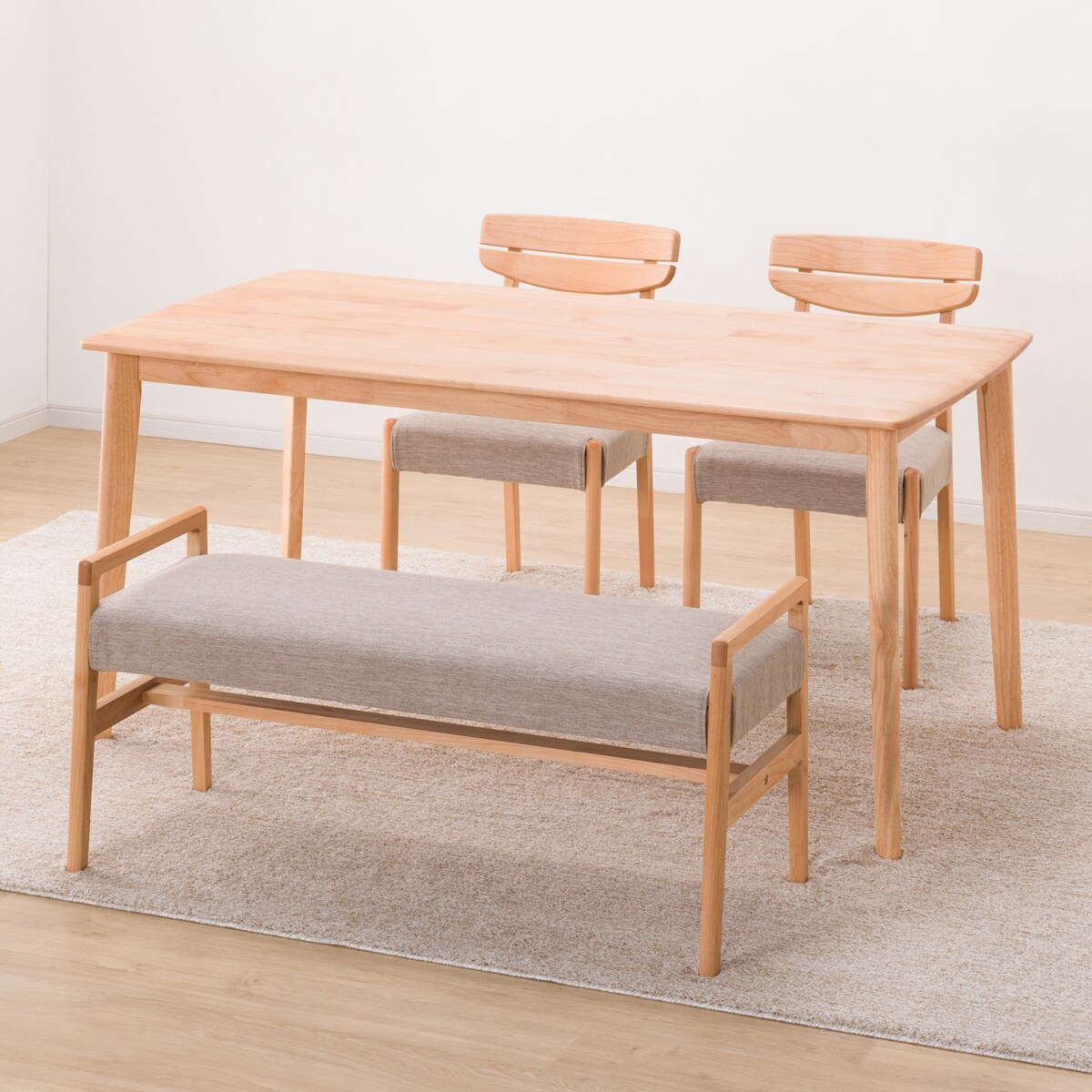 ダイニングテーブル4点セット (DTアルナスDF150LBR/ダイニングチェアアルナス/ベンチアルナスBE)  【配送員設置商品】 【5年保証】