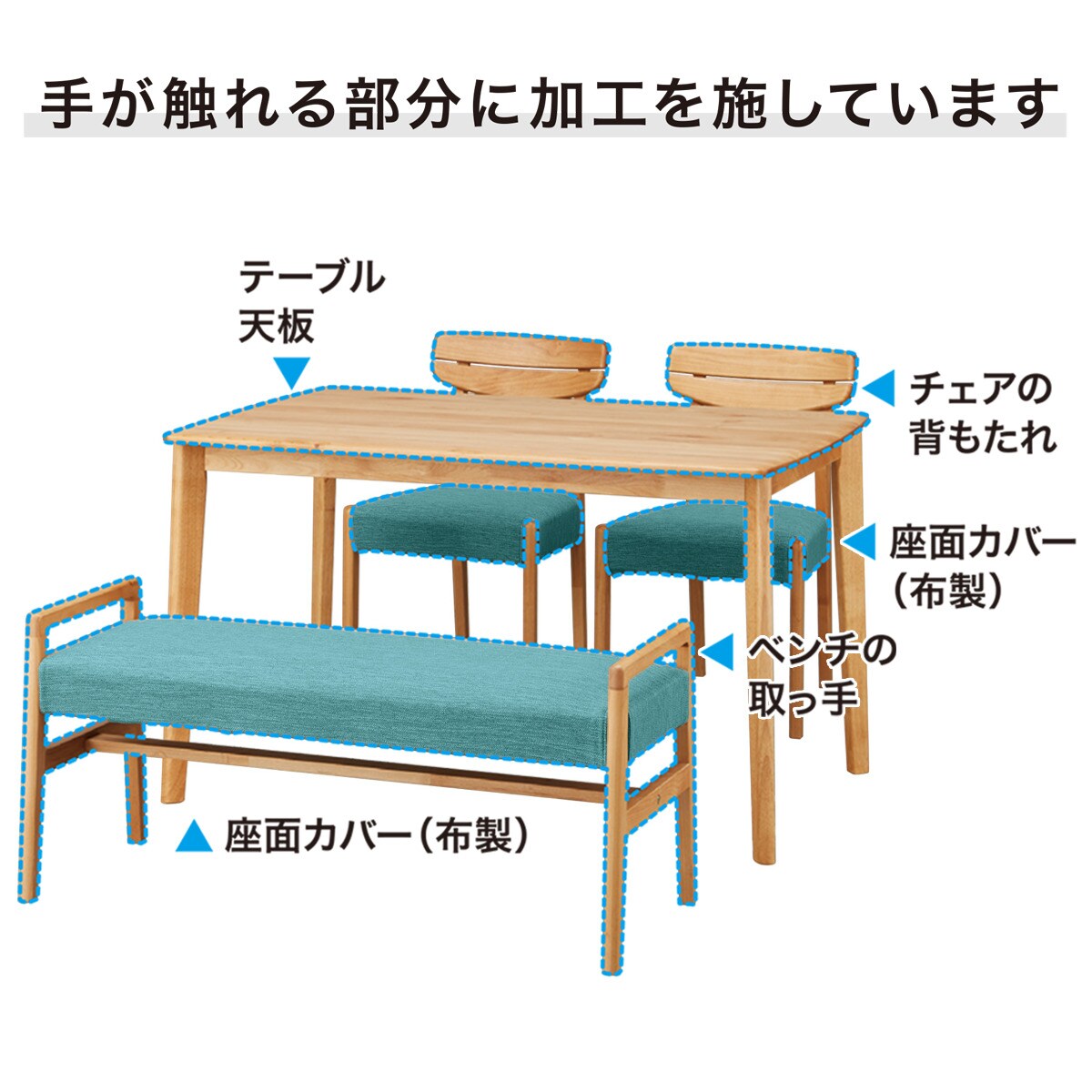 ダイニングテーブル4点セット (DTアルナスDF150LBR/ダイニングチェアアルナス/ベンチアルナスTBL)  【配送員設置商品】 【5年保証】