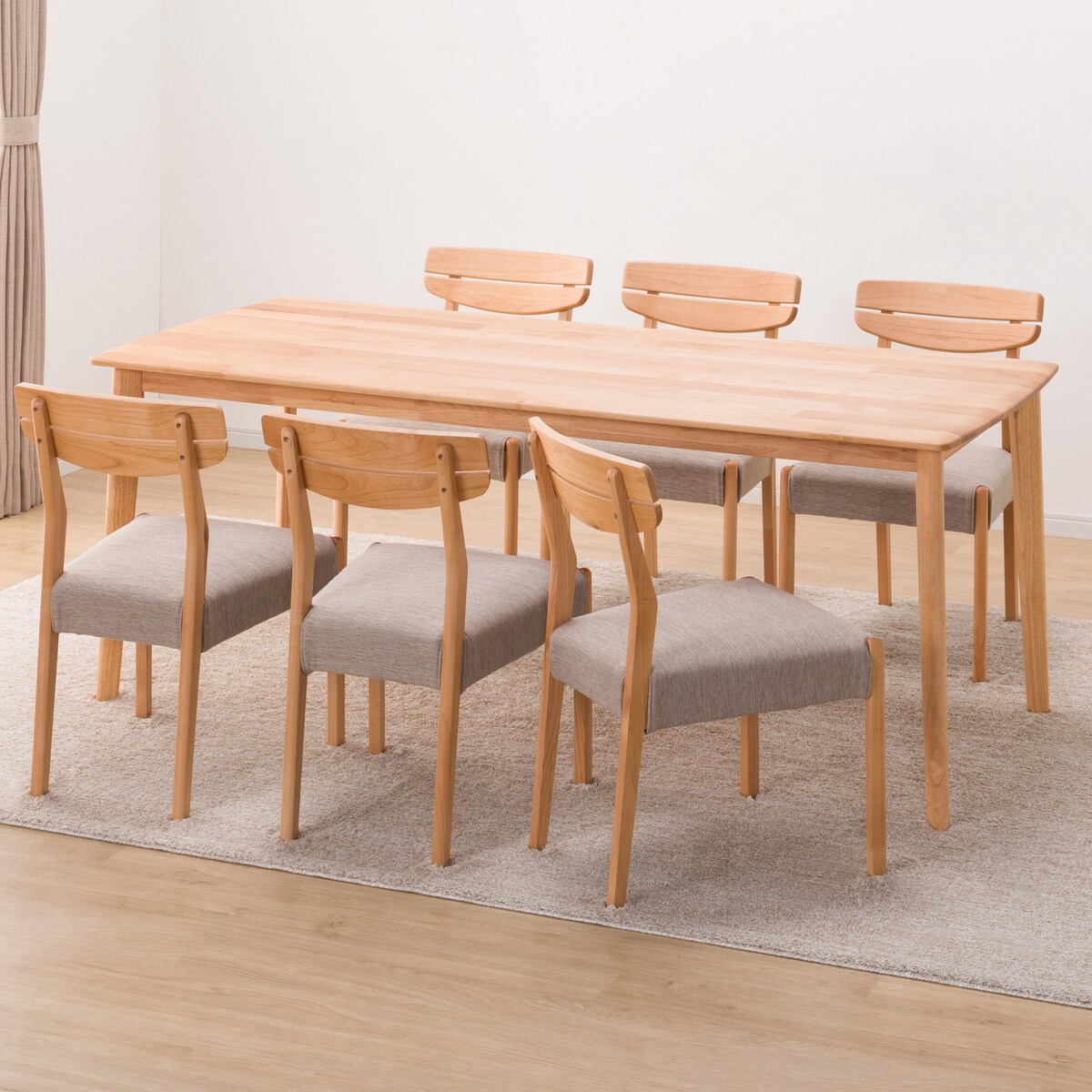 ダイニングテーブル7点セット (DTアルナスDF180LBR/ダイニングチェアアルナスBE)  【配送員設置商品】 【5年保証】