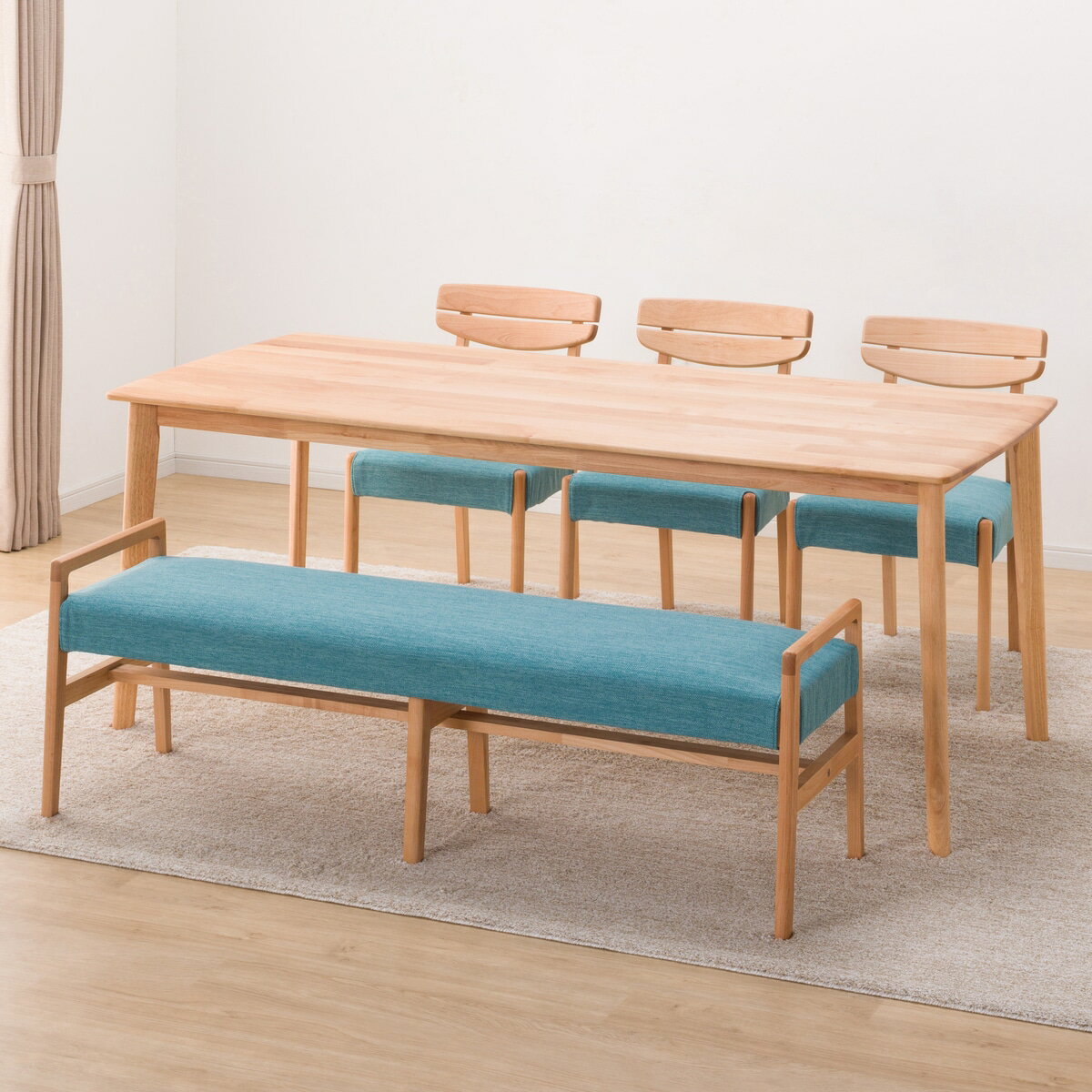 ダイニングテーブル5点セット (DTアルナスDF180LBR/ダイニングチェアアルナス/ベンチアルナスTBL)  【配送員設置商品】 【5年保証】