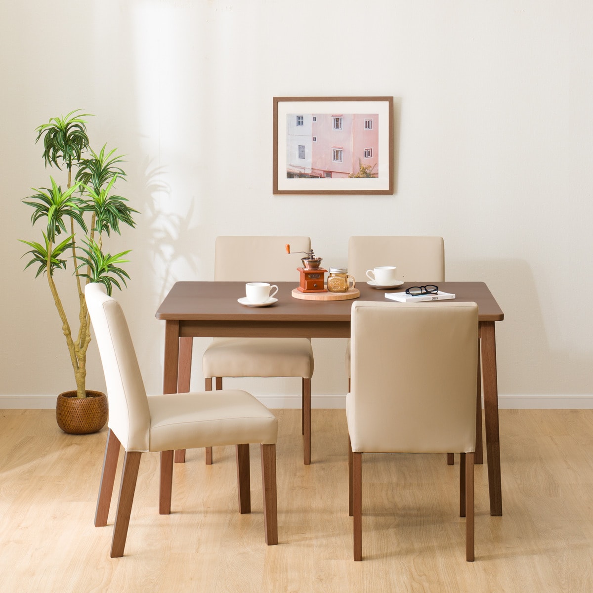 ダイニングテーブル5点セット (4LEG SI01 G 120/SI01B MBR)  【配送員設置商品】 【5年保証】