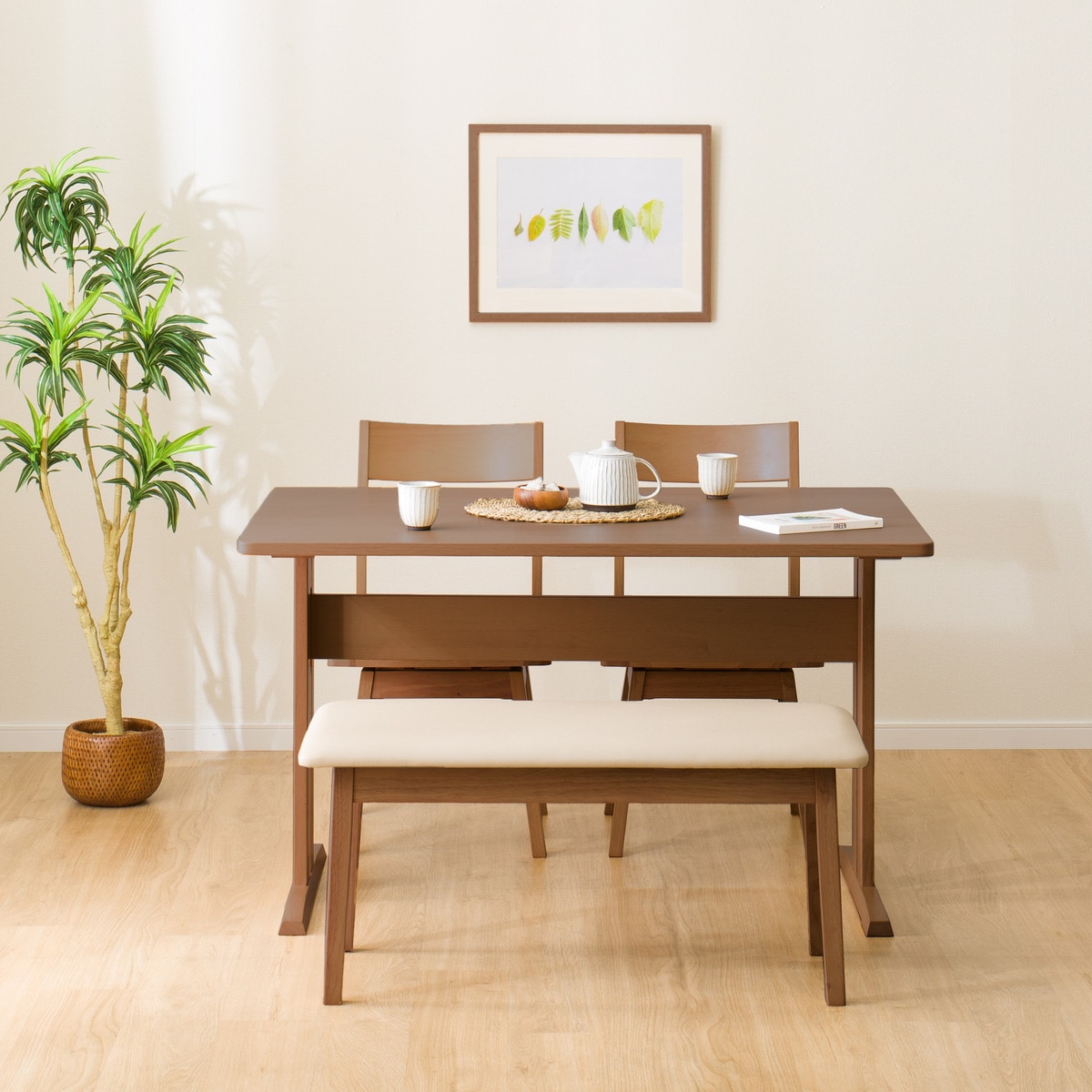 ダイニングテーブル4点セット (TLEG SI01 G 120/回転式SI01A/ベンチSI01 MBR)  【配送員設置商品】 【5年保証】