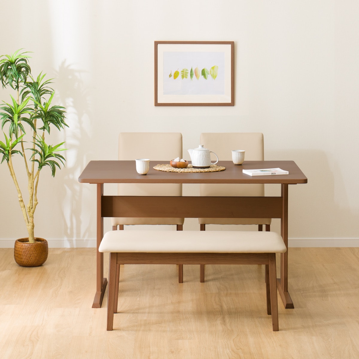 ダイニングテーブル4点セット (TLEG SI01 G 120/SI01B/ベンチSI01 MBR)  【配送員設置商品】 【5年保証】